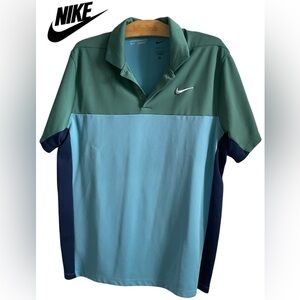 Nike Green, Light Blue & Navy Colorblock Polo